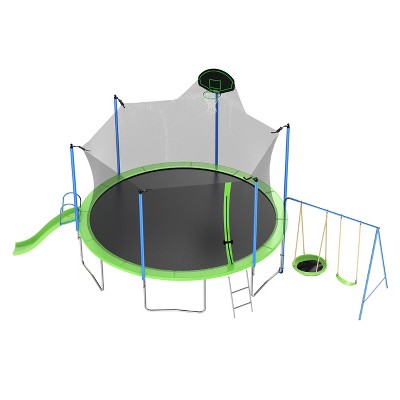 VYNXARIA 12FT Recreational Trampoline with Slide, Swings, and Basketball Features - Ultimate Outdoor Adventure