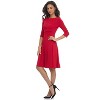 REKUCCI Women's Flippy Fit and Flare Dress with 3/4 Sleeves – Stylish Knee-Length Everyday Dress - 2 of 4