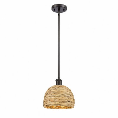 Innovations Lighting Woven Ratan 1 - Light Pendant in  Oiled Brass