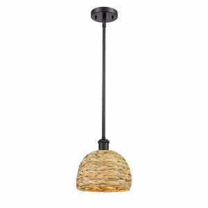 Innovations Lighting Woven Ratan 1 - Light Pendant in  Oiled Brass - 1 of 1