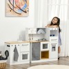 Qaba Play Kitchen, Corner Kids Kitchen Playset w/ Chalkboard, Range Hood, Ice Maker, Stove, Refrigerator Microwave, Sound & Lights - 3 of 4