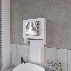 Pine Medicine Cabinet in Melamine With a Towel Bar And Included Mirror, White - 1 of 4