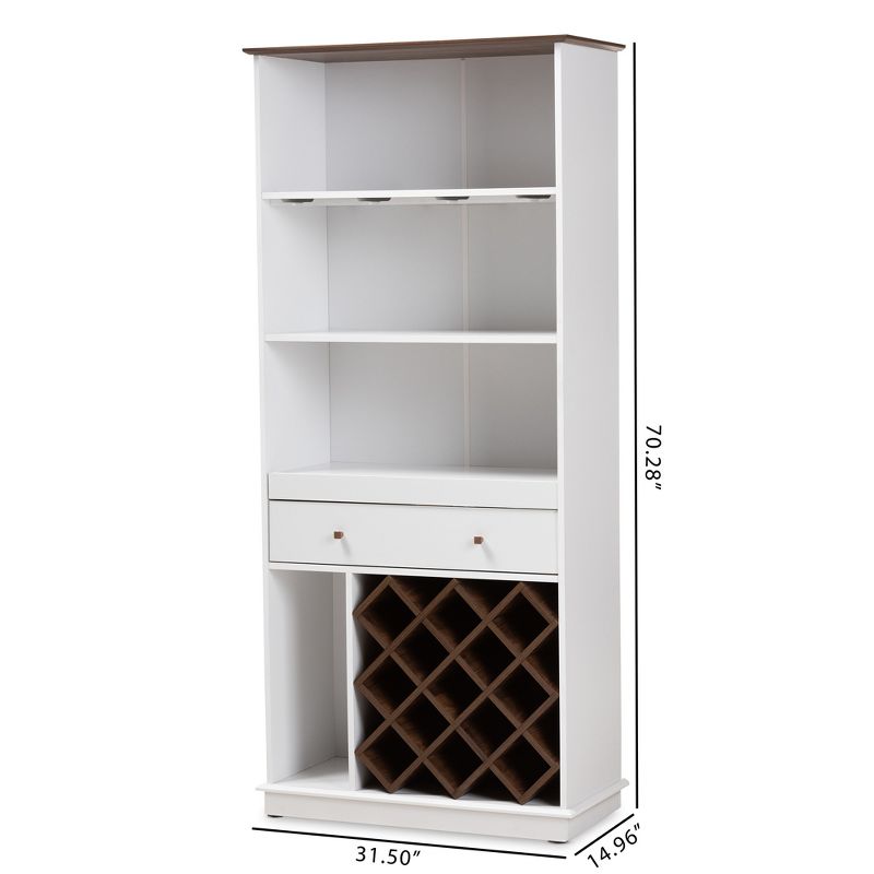 Serafino and Oak Finished Wood Wine Cabinet Brown - BaxtonStudio, 5 of 11