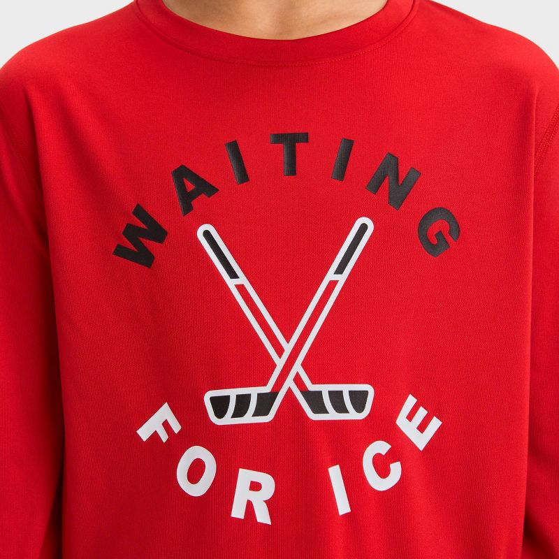 Boys&#39; Long Sleeve &#39;Waiting for Ice&#39; Graphic T-Shirt - All In Motion™ Red, 3 of 5