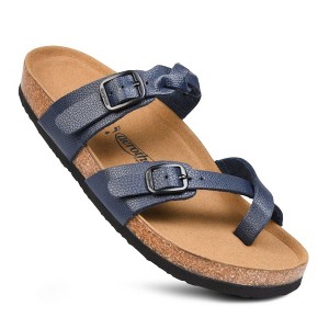 Aerothotic Irenic Womens Strappy Slide Sandals, Navy - 8 - 1 of 4