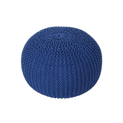 Abena Modern Knitted Cotton Round Pouf - Christopher Knight Home