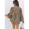 Amaryllis Women’s Animal Print Long Puff Sleeve Button Down Top Lightweight Relaxed Fit Statement Blouse - 3 of 4