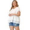 Agnes Orinda Women's Plus Size V Neck Short Flare Sleeve Double Layers Chiffon Casual Summer Blouses - 4 of 4