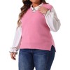 Agnes Orinda Women's Plus Size V Neck Knit Solid Classic Sleeveless Pullover Sweater Vest - 2 of 4