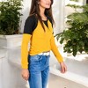 Anna-Kaci Women's Waffle Knit Top with Raglan Color Block Sleeves and Crew Neck - 4 of 4