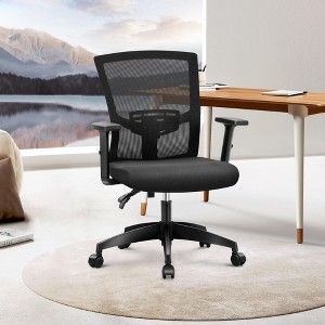 Captiva Designs Ergonomic Office Chair Adjustable Height & Armrest Swivel Chair, Black - 1 of 4