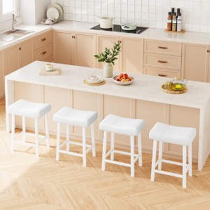 Bar Stools Set of 4, 24" Counter Height Upholstered Padded Barstools with Curved Surface, Ergonomic Saddle Seat, for Kitchen Island, Home Bar - 1 of 4