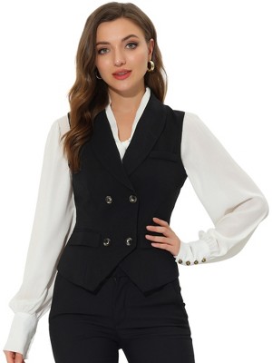 Allegra K Women's Lapel Collar Dressy Versatile Racerback Waistcoat ...