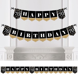 Big Dot of Happiness Adult 70th Birthday - Gold - Birthday Party Bunting Banner - Gold Party Decorations - Happy Birthday - 1 of 4