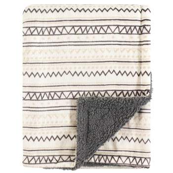 Hudson Baby Infant Plush Blanket with Faux Shearling Back, Aztec, One Size
