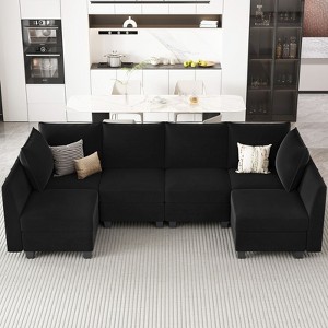 Belffin U-Shaped Modular Sectional – Storage Ottoman System & Pet-Resistant Velvet - 1 of 4