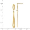 Black Bow Jewelry Long Textured and Diamond-cut Dangle Post Earrings in 14k Yellow Gold - 4 of 4