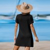 Women's Ivory/Khaki/Green/Blue Notched Neck Short Sleeve Cover-Up Dress - Cupshe - 3 of 4