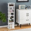 Tangkula 7-Tier Wooden Shoe Rack Narrow Vertical Shoe Stand Storage Display Shelf White - 2 of 4