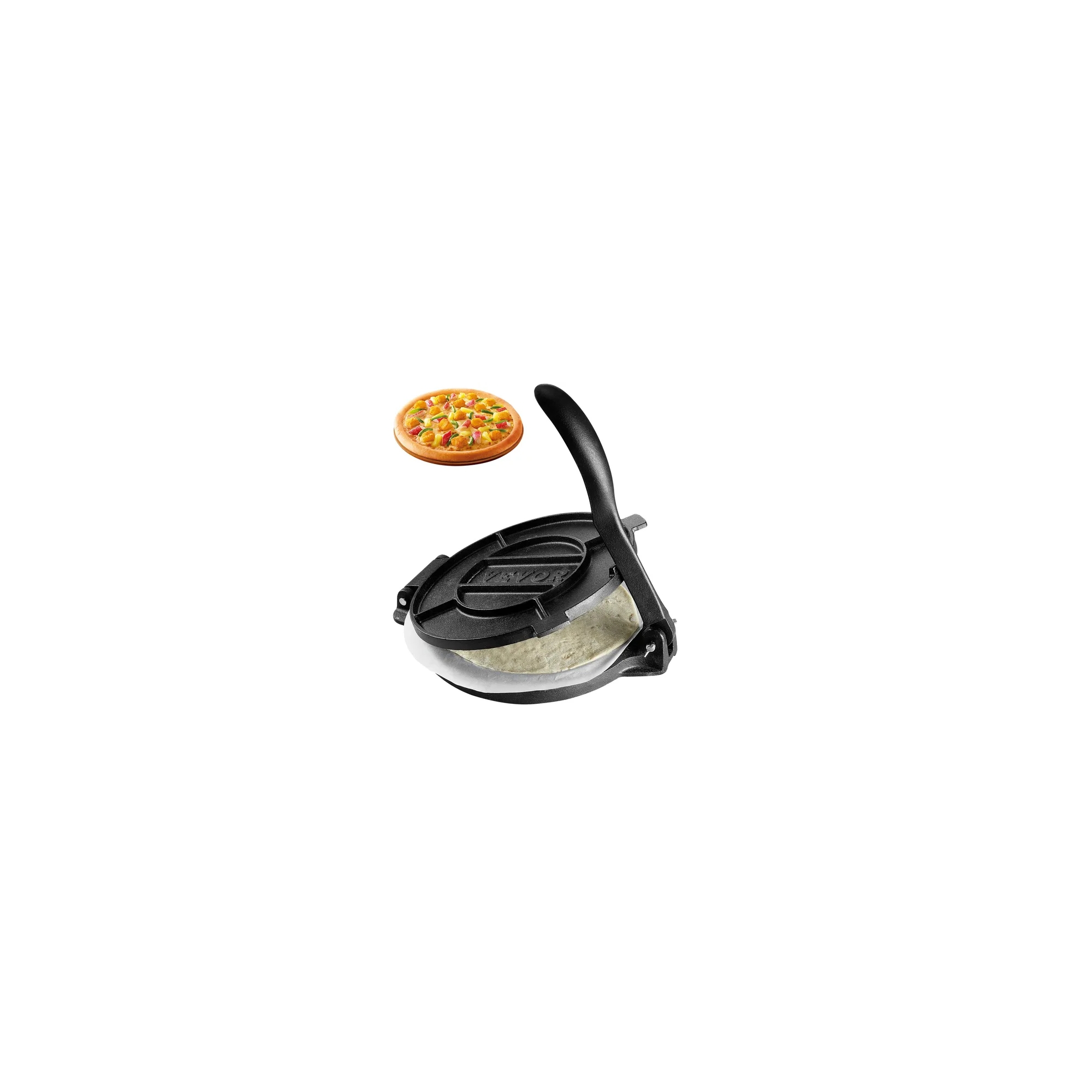 Tortilla Press, 10 Inch Tortilla and Roti Maker, Cast Iron Heavy Duty Tortilladora Press, Pre-Seasoned Pataconera Maker with 100 Pcs Parchment Paper