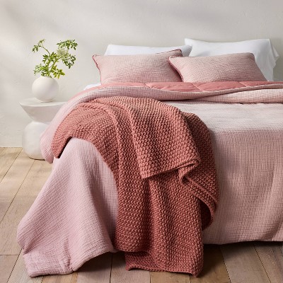 Full Rose Chunky Knit Machine Washable Bed Blanket