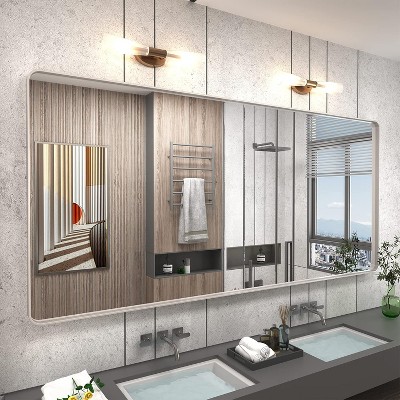 KIOTEE Rectangular Aluminum Alloy Framed and Tempered Glass Wall Bathroom Vanity Mirror in Matte Black