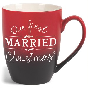 Elanze Designs Our First Married Christmas Two Toned Ombre Matte Red and Black 12 ounce Ceramic Stoneware Coffee Cup Mug - 1 of 4