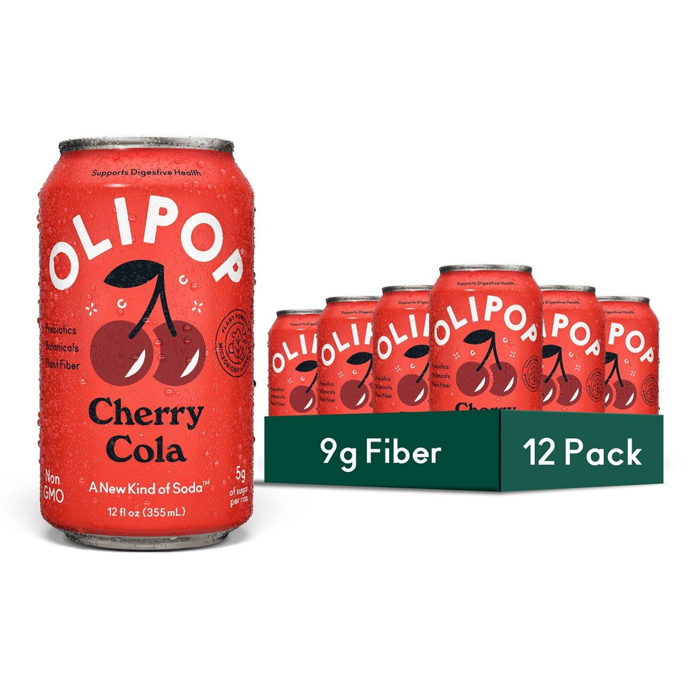 OLIPOP 9g Fiber Prebiotic Soda Cherry Cola - 12pk/ 12 fl oz Cans