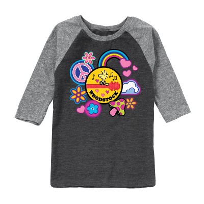 Boys' - Peanuts - Woodstock Peace And Love Flair Raglan Graphic T-Shirt