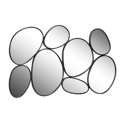 Contemporary Metal Oval Decorative Wall Mirror Black - Olivia & May