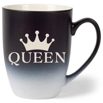 100 North Crown Royalty 10 Ounce Black and White Two Toned Ombre, Comfortably Fits Your Hands, Ceramic Tea Coffee Cup Mug, Queen