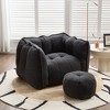 CAVINAS Bean Bag Chair with Ottoman, Chenille Fabric Sofa Chair with Footrest, Cloud Couch for Reading, Resting, Watching TV - 2 of 4