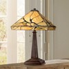 Robert Louis Tiffany Budding Branch Mission Table Lamp 24" High Bronze Art Glass Square Shade for Bedroom Living Room Bedside Nightstand Office Family - 2 of 4