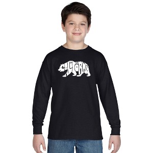 LA Pop Art Boy's Word Art Long Sleeve - California Bear - 1 of 4