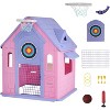 Kids Cottage Playhouse with Magnetic Dartboard, Basketball Hoop, Ring Toss & Soccer Goal – Indoor & Outdoor Playhouse - 2 of 4
