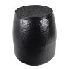 happimess Merida Modern Rustic Hammered Metal Drum Storage Side Table with Lid - 3 of 4