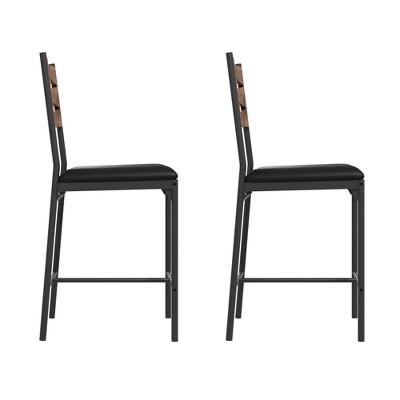 Bar Stools Set of 4, Upholstered Bar Chairs with Back, 44.4 Inches Kitchen Bar Stools with Footrest, Thick Cushion