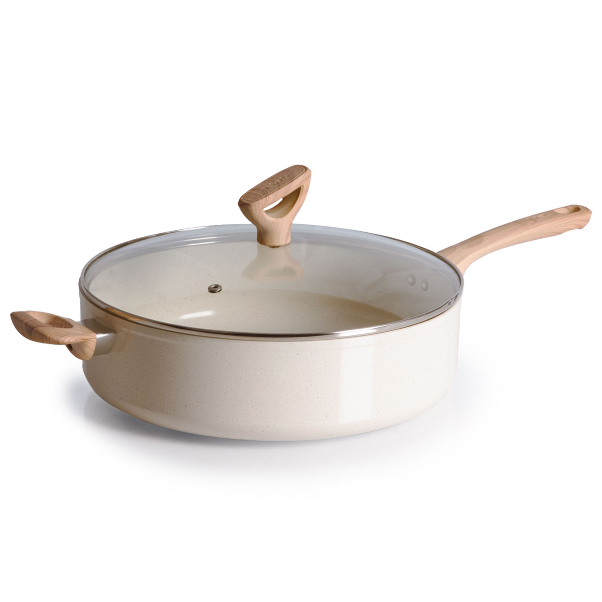 T-fal 6qt Ceramic Nonstick Jumbo Cooker With Lid, Revive Ceramic, Beige