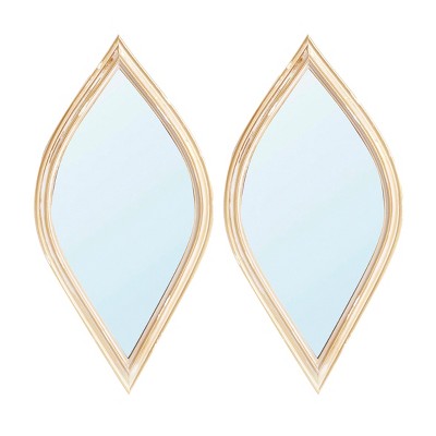 Grungis Novelty Wall Mirrors with Wood Frame,Small Decorative Polyresin Wall-Mounted Mirror for Bathroom,Living Room