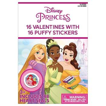 16ct Valentine's Puffy Stickers Exchange Cards Disney Princess