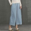 ECUPPER Womens Linen Cropped Pants Loose Casual Capri Cotton Wide Leg Plus Size Elastic Waist with Drawstring Trouses - 3 of 4