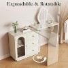 Heynemo Makeup Vanity Desk, Extendable Corner Vanity Makeup Table with 3 Drawers & 1 Door, Modern Dressing Table for Bedroom - 3 of 4