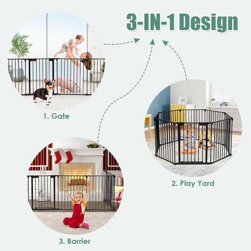 Costway 8 Panel Baby Safe Metal Gate Play Yard Barrier Pet Fence Adjustable, 5 of 11