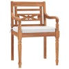 Garden Chair Set of 2 Brown Teak wood and cotton Standard vidaXL - 2 of 4