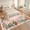 8x10 Pink Floral Area Rug Washable, Non-Slip Low Pile Carpet, Foldable Non-Shedding Rug for Living Room, Bedroom, Nursery, Office - 2 of 4