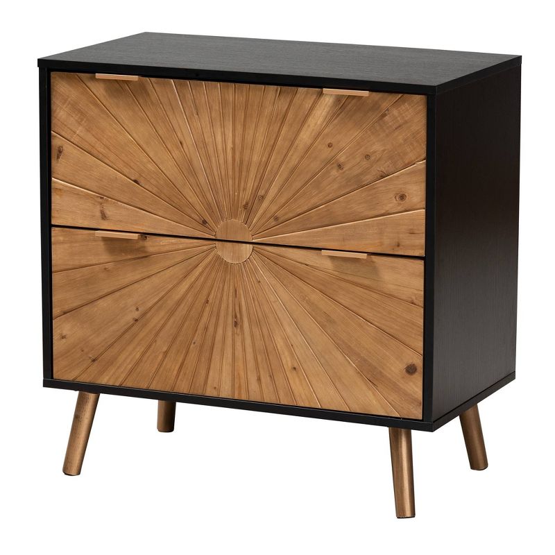 Richardson Two-Tone Wood 2 Drawer Storage Cabinet Natural Brown/Black - Baxton Studio, 3 of 12