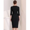 INSPIRE CHIC Women's Elegant Boat Neck 3/4 Sleeves Work Midi Split Sheath Dress - 4 of 4