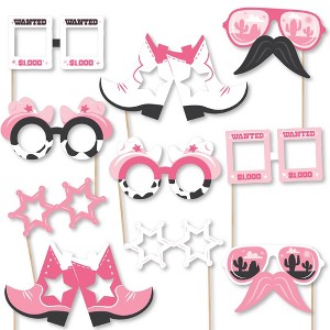 Big Dot of Happiness Rodeo Cowgirl Glasses and Masks - Paper Card Stock Pink Western Party Photo Booth Props Kit - 10 Count - 1 of 4