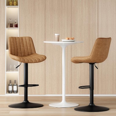 SEVOBAL Dining Chairs Bar Stools Set of 2, Swivel Adjustable Bar Stools, Industrial Bar Height Stools with Back Support, Brown, 17.3"*17.3"*34"