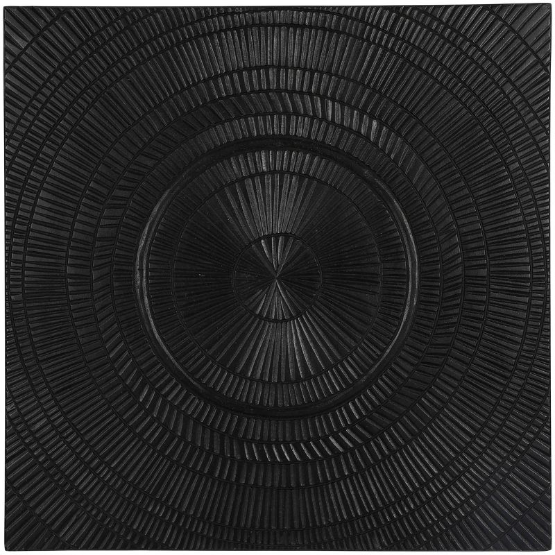 Wood Geometric Handmade Intricately Carved Radial Wall Decor Black - Olivia & May, 1 of 5